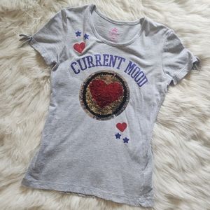 3/$15 Girls "Current Mood" Sequin Flip Shirt (size 7/8)